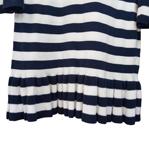 Sail to Sable Nautical Blue Striped Cotton Dress, Boat Neck, Ruffle Hem Size XS - Picture 6 of 10